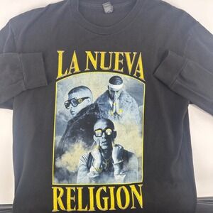 Bad Bunny La Nueva‎ Religion Tour Concert Black Long Sleeve T Shirt Mens M